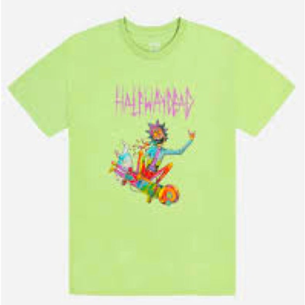 HALFWAYDEAD x Rick & Morty Sk8R Boi Mens Tee light green HWD skateboard 🆕